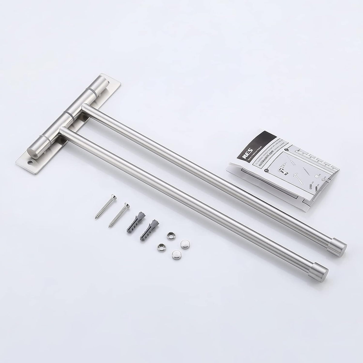 KES Bathroom Towel Bar 13.8 Inch, Swing Out 2-Arm, Wall Mounted