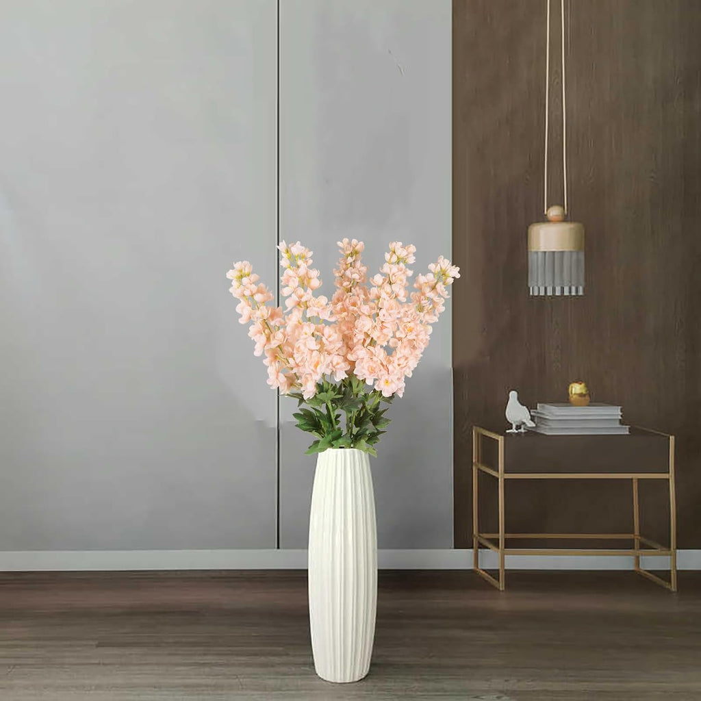 5PCS Delphinium Artificial Flowers 39" Champagne Flowers Long Stem Faux Delphinium Bulk for Tall Vase Home Wedding Table Decor(Champagne)
