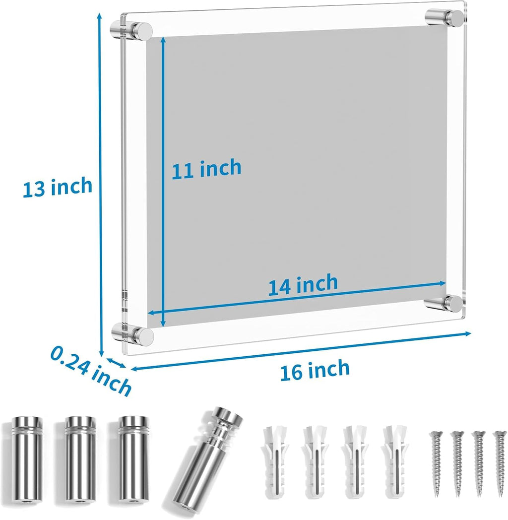 AITEE 11x14 Acrylic Picture Frames 4 Pack, Clear Floating Wall Frames