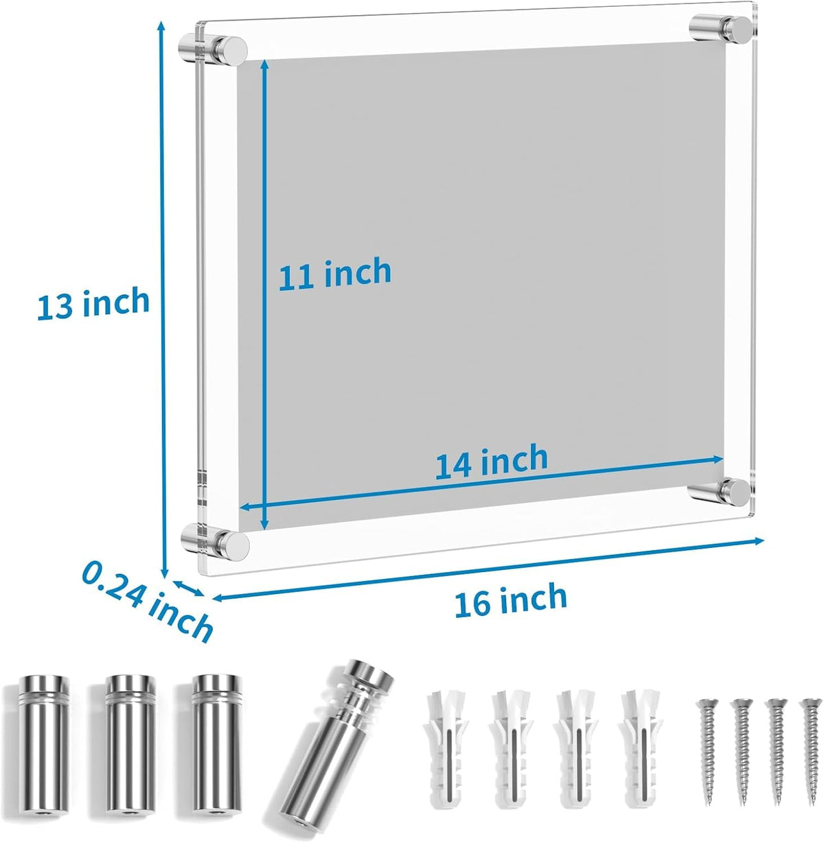 AITEE 11x14 Acrylic Picture Frames 4 Pack, Clear Floating Wall Frames