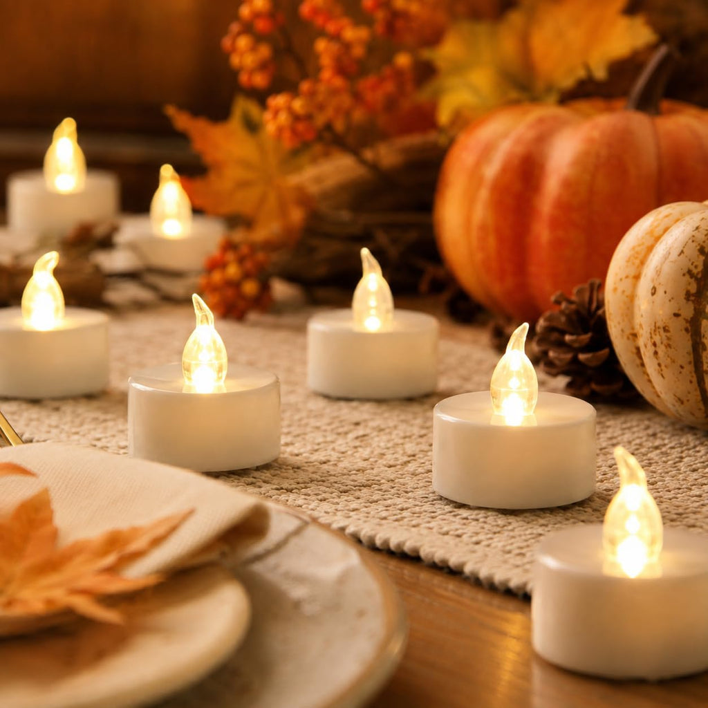 Cozeyat 12pcs Led Tea Lights with Timer Function(6Hrs On 18Hrs Off) Mini Flameless Candles Warm White Flickering Battery Operated Tealights for Christmas Wedding Halloween Party Home Decoration