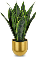 Briful Fake Plants 17" Artificial Snake Plant Faux Plants in Gold Pot Tropical Sansevieria Silk Plant Fake Potted Plants Indoor for Home Living Room Bathroom Office Housewarming Gift Decor