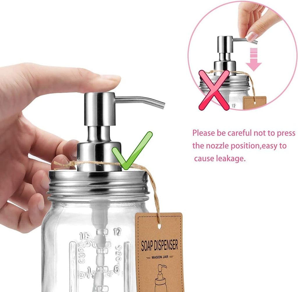 Amolliar Mason Jar Liquid Soap Dispenser, Lotion Soap Brushed Nickel 2 Pack