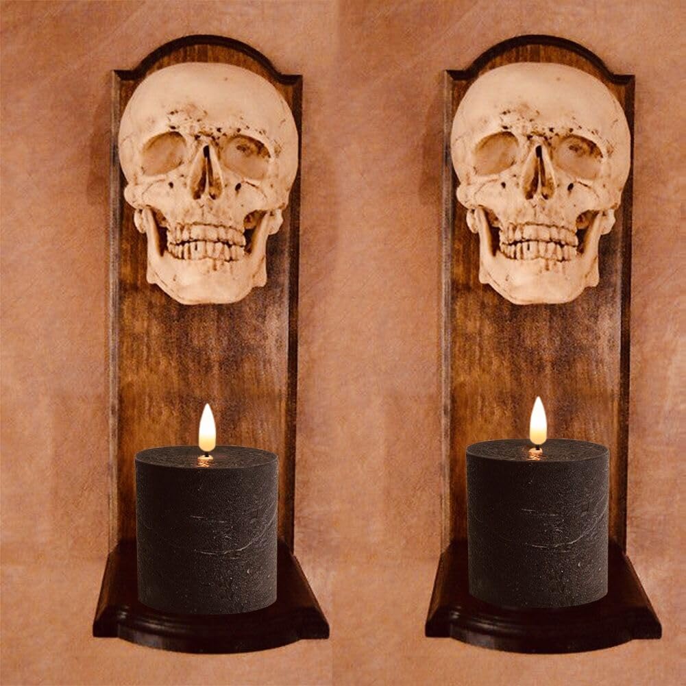 volnyus Black Flameless LED Pillar Candles Set of 2, 3x3 Inches Flat Top
