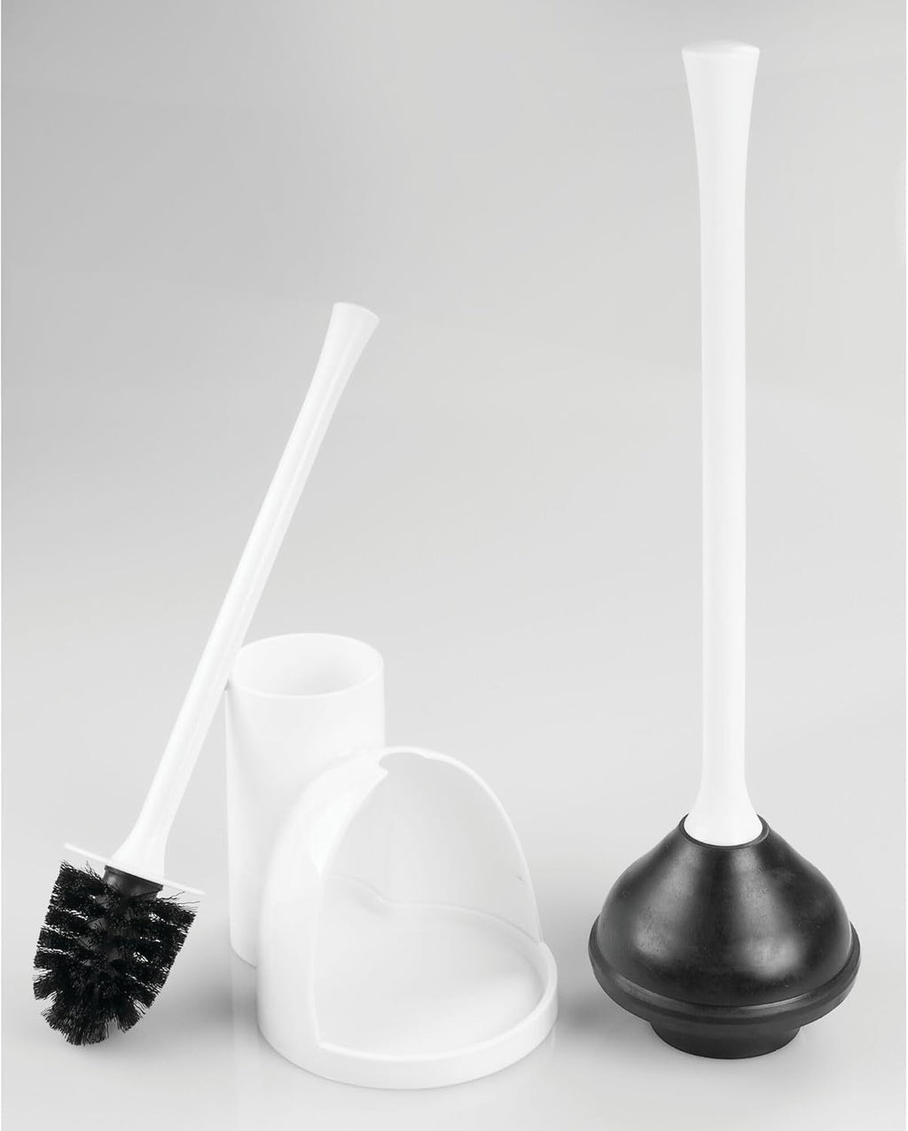 iDesign Compact Plunger Set, White, Set of 2