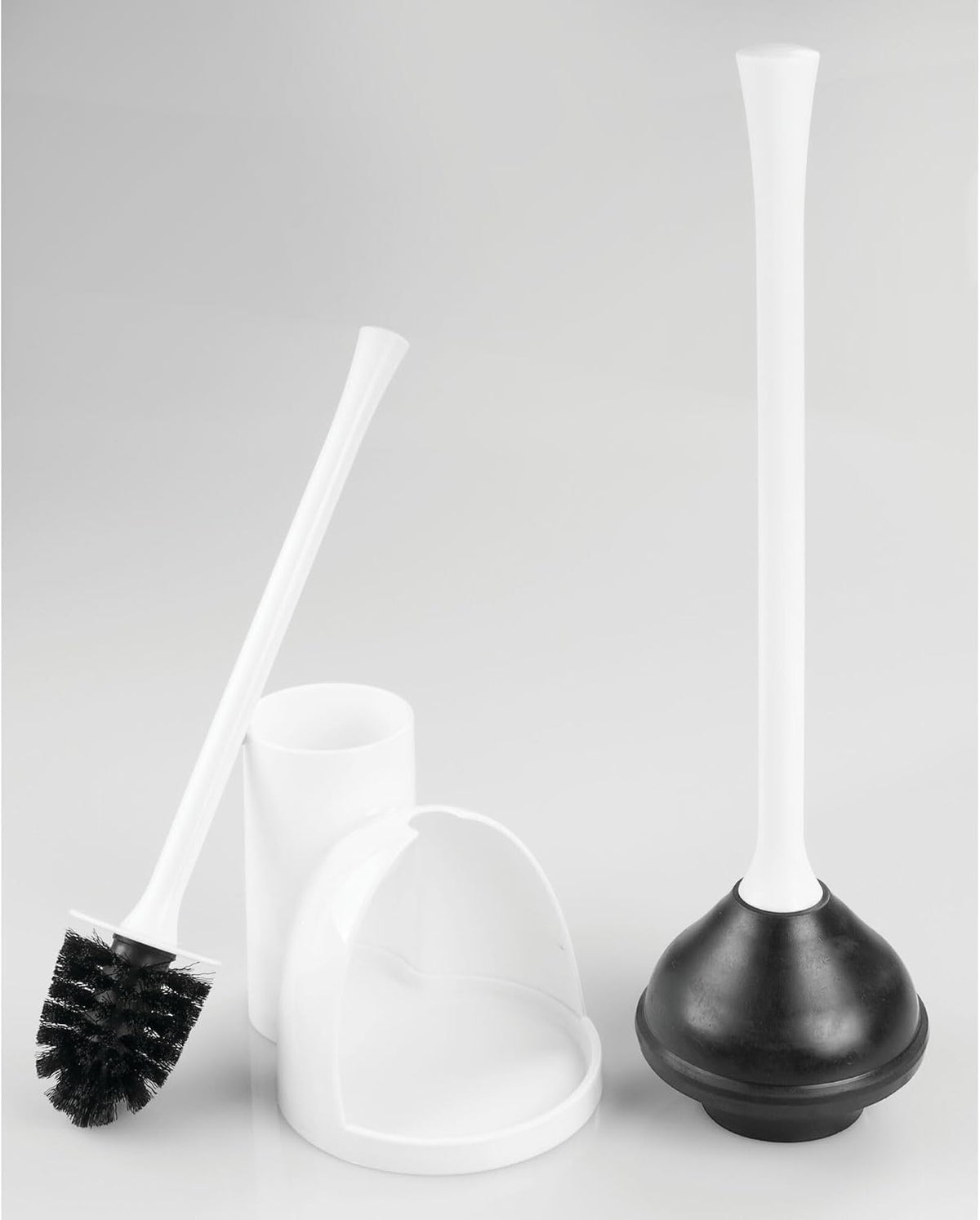 iDesign Compact Plunger Set, White, Set of 2