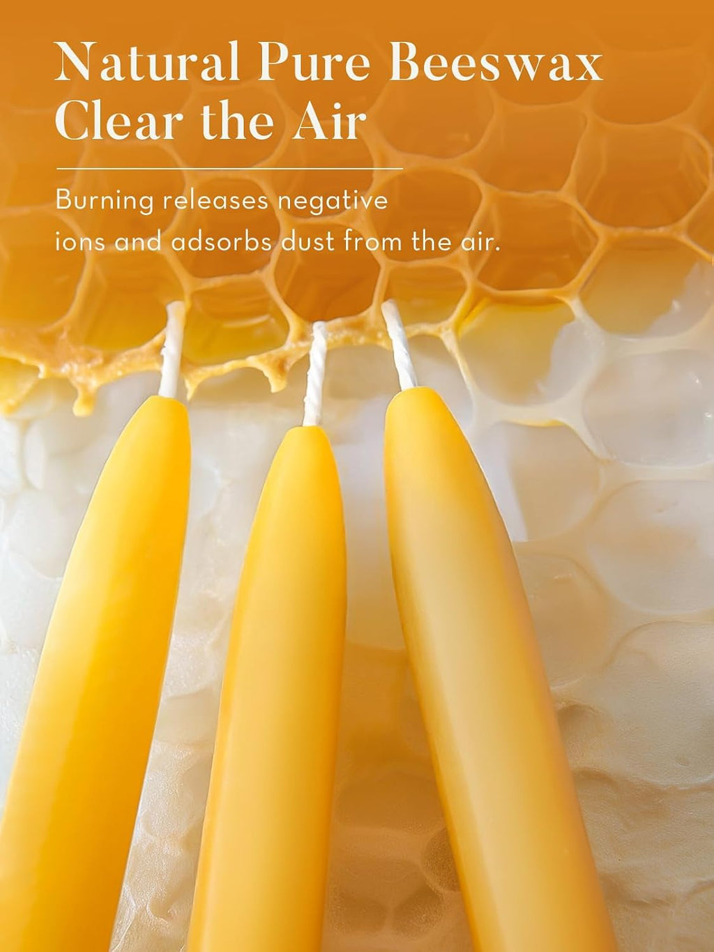 Ashlux Beeswax Taper Candles, 24 Pack Candle Sticks 8 Inch in Yellow