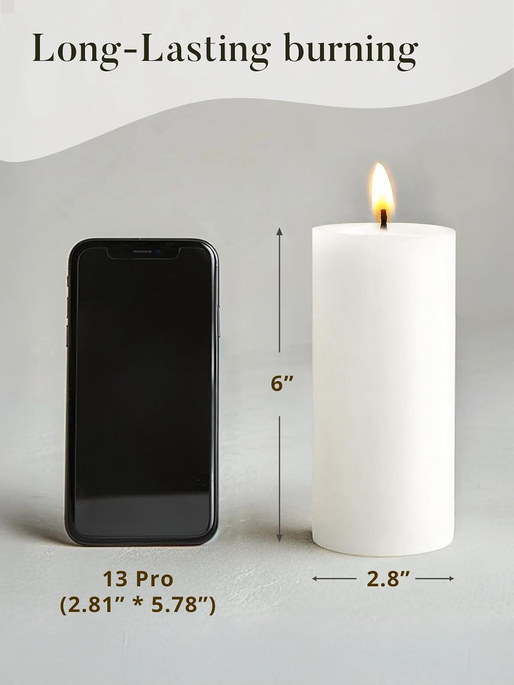 Ashlux 3x6 Inch White Pillar Candles, Set of 3 Wax, 70 Hours Long Burning, Unscented and Dripless Pillar Candles Bulk for Christmas Lights, Wedding, Parties, Spas, Home Decorative