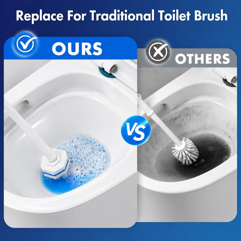 COBETE Disposable Toilet Brush Wand Kit with 50 Refills, Efficient Deep Scrubbing Toilet Bowl Cleaner Wand with Holder for Bathroom Toilet Cleaning(Red)