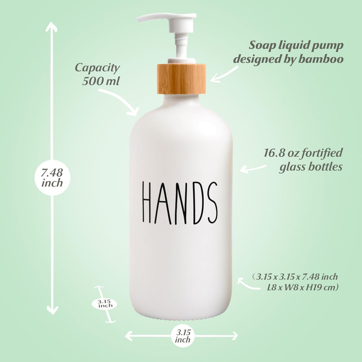 LOOCHICA Glass Soap Dispenser Set with Tray, Contains Glass Hand Soap Dispenser and Glass Dish Soap Dispenser. Matte White soap Dispenser Suitable for The Kitchen Soap Dispenser, Rustic Kitchen Decor