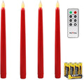 Rhytsing Red 10.8" Flameless Taper Candles with Timer, Battery Operated Candles with Remote, Smooth Wax Finish, Warm White LED, 8 Batteries Included - Set of 4
