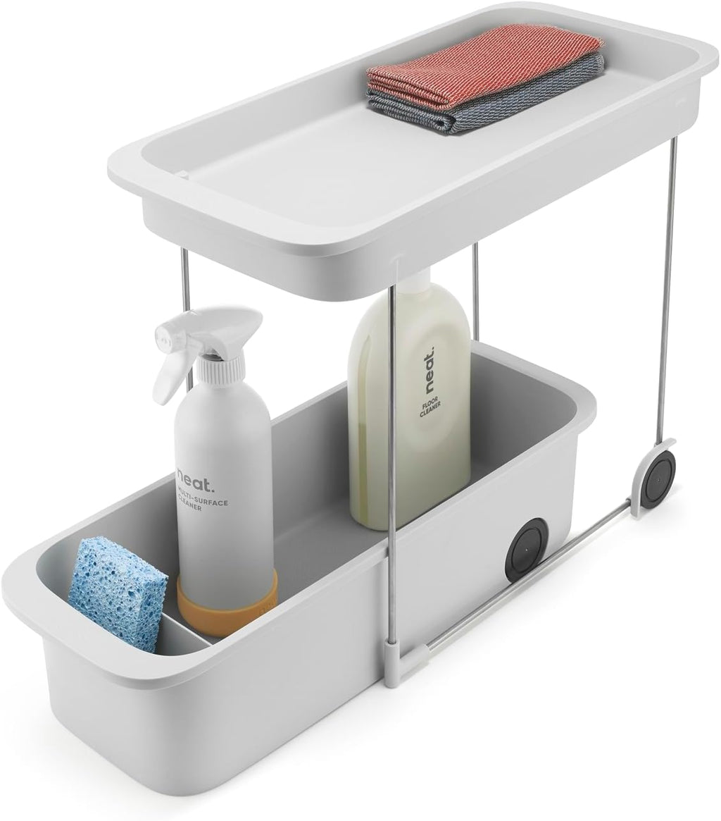 Joseph Joseph CupboardStore 2-Tier Easy-Access Wheeled Storage Caddy – Under-Sink Kitchen Organizer, Made from Recycled Plastic
