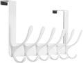 SKOLOO Over The Door Hooks - for Doors up to 4.5cm Thick, No Assembly Required, Stainless Steel Door Hanger with 6 Hooks, Over The Door Hanger for Coats Clothes Hat Towel Jacket, White