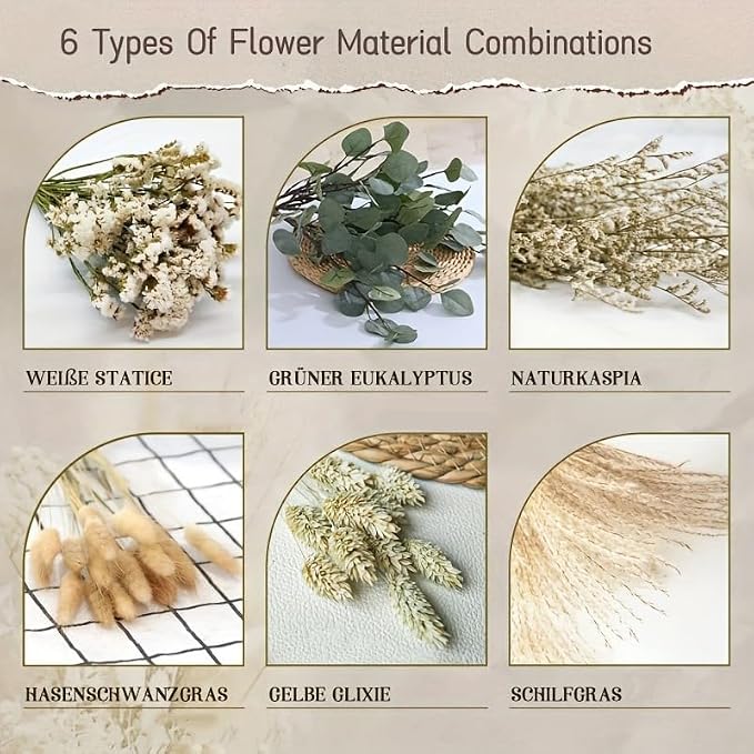 65-Piece Natural Dried Pampas Grass Bouquet – Boho-Inspired Floral Arrangement for Home Decor, Weddings, and Seasonal Celebrations (Boho Bouquet)