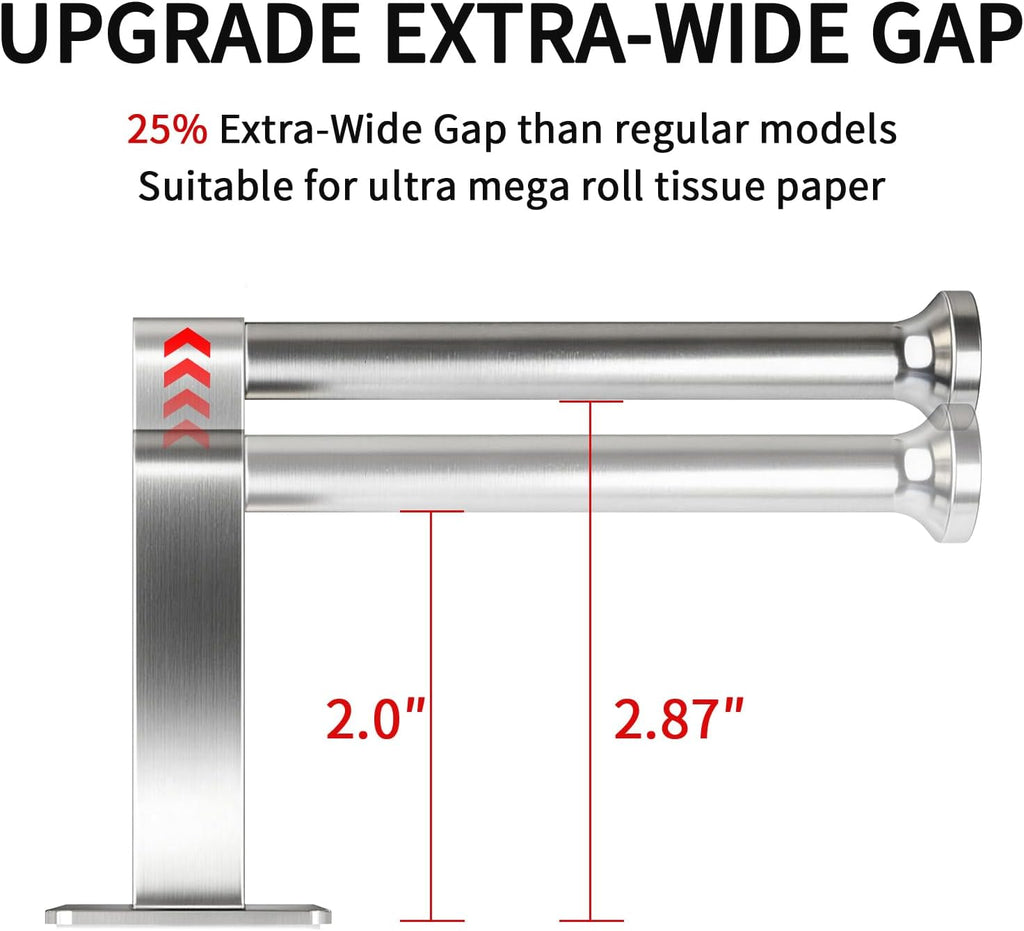 STWWO Toilet Paper Holder Self Adhesive, Extra-Wide Gap, Brushed Nickel
