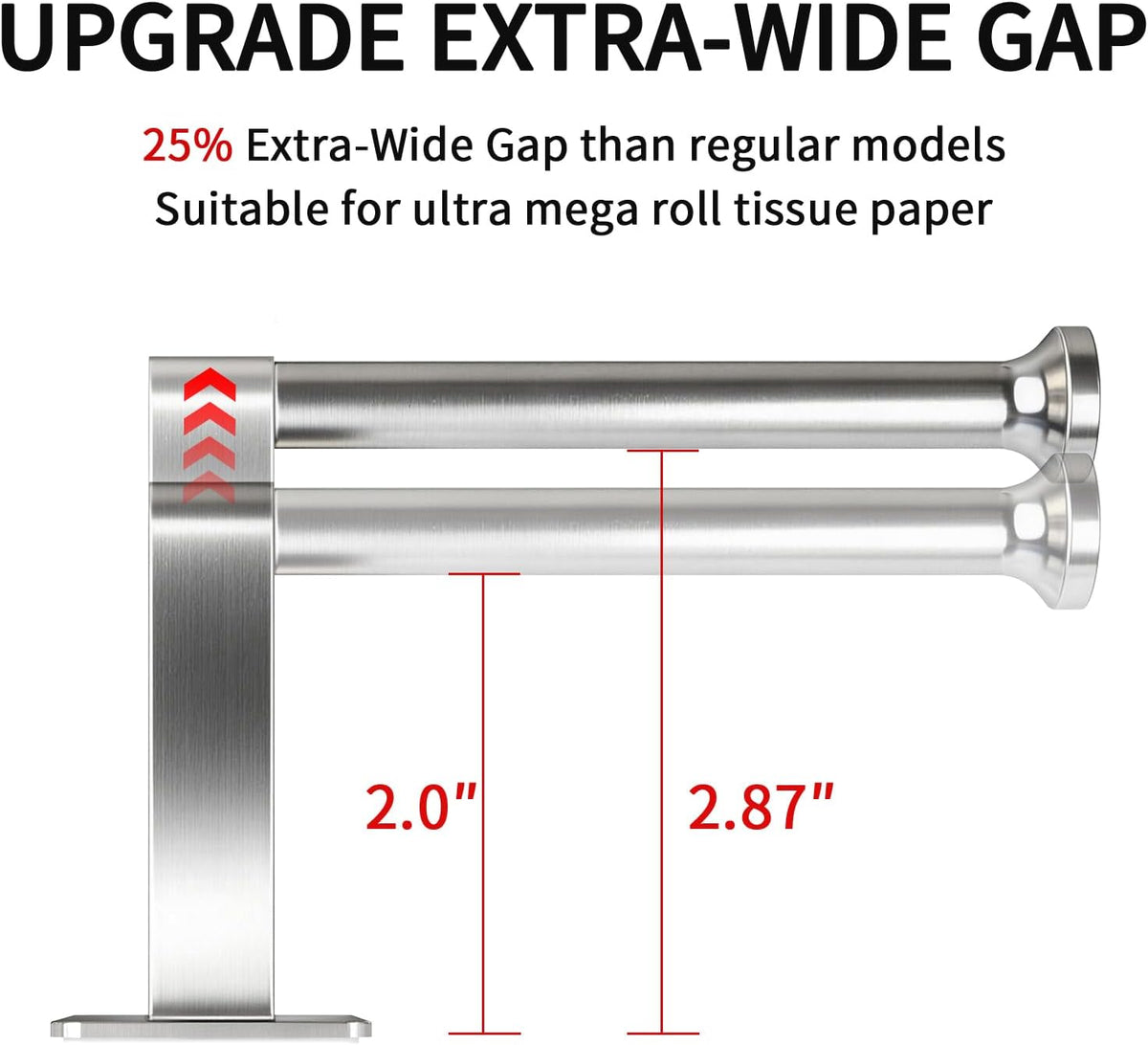 STWWO Toilet Paper Holder Self Adhesive, Extra-Wide Gap, Brushed Nickel