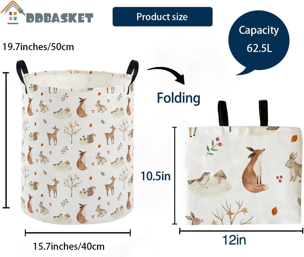 Animal Hamper for Woodland Hamper Cute Storage Bin Room Decor for Home(Autumn animals)