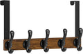 YINMIT Over The Door Hooks, Wood Door Towel Rack with 5 Hooks for Hanging