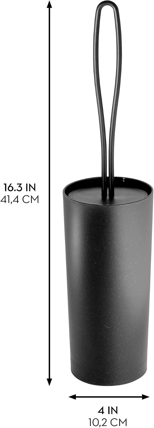 iDesign Toilet Brush and Holder for Bathroom, Matte Black