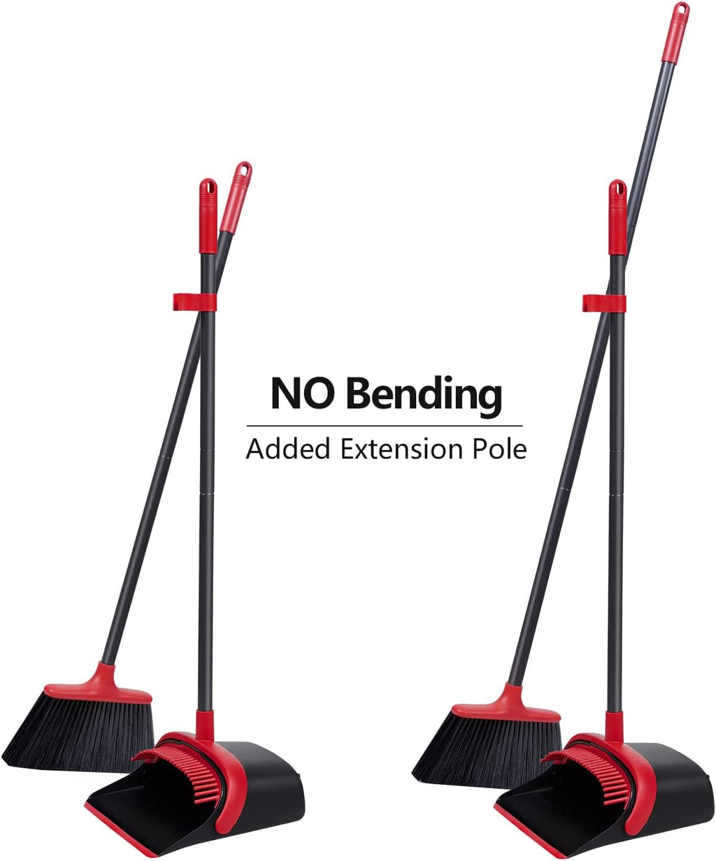 Broom and Dustpan Set, 52’’ Adjustable Handle Broom with Dustpan Combo Set