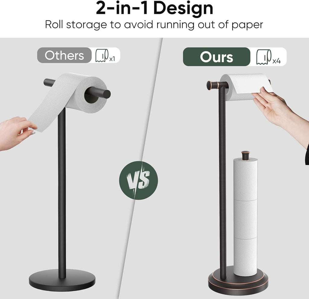 Hoimpro Toilet Paper Holder Stand Bathroom Free Standing Oil Rubber Bronze