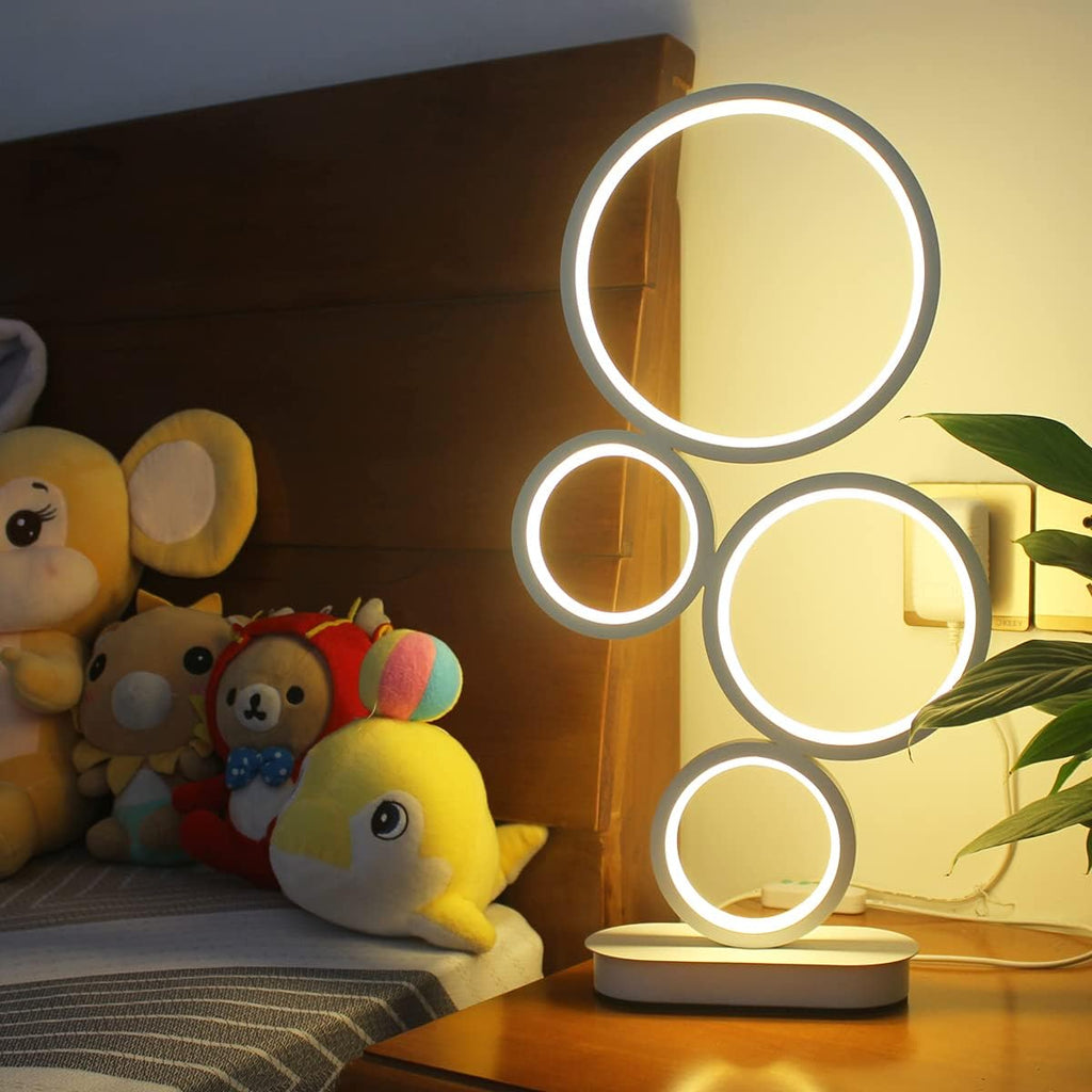 LED Table Lamp, Modern Dimmable Bedside Table Light, 18W, 3 Color Modes, for Living Room, Bedroom, Office, Nightstand, Bookshelf (White)