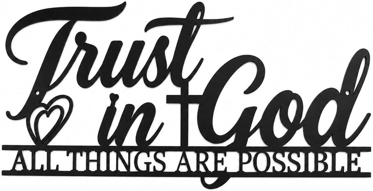 DUOOLN Metal Trust in God Sign Jesus Decor Faith Based Living Room Wall Art