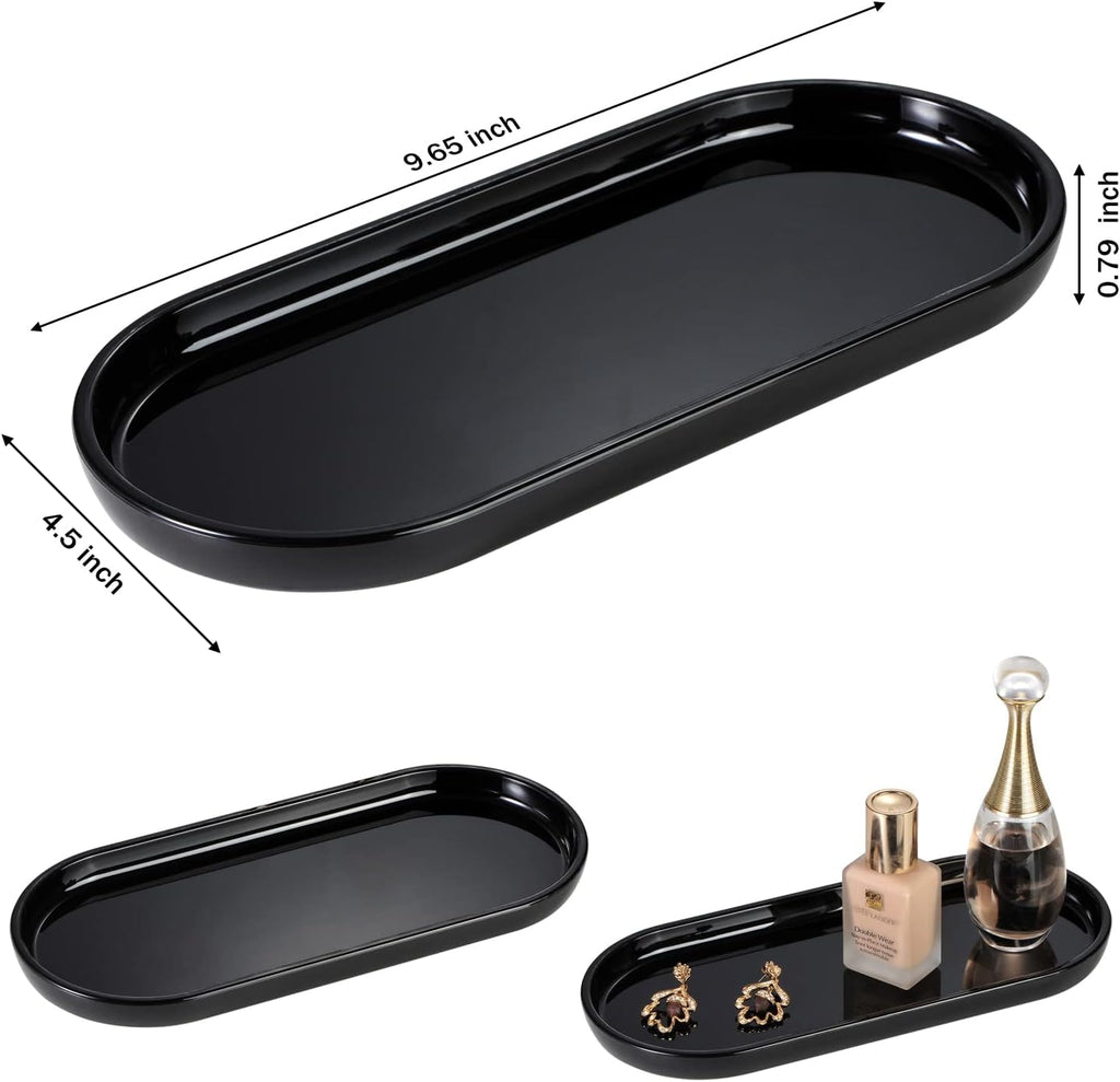 SheeChung Acrylic Vanity Tray, Bathroom Makeup Organizer Countertop, Black