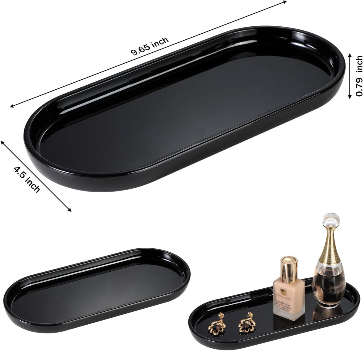 SheeChung Acrylic Vanity Tray, Bathroom Makeup Organizer Countertop, Black