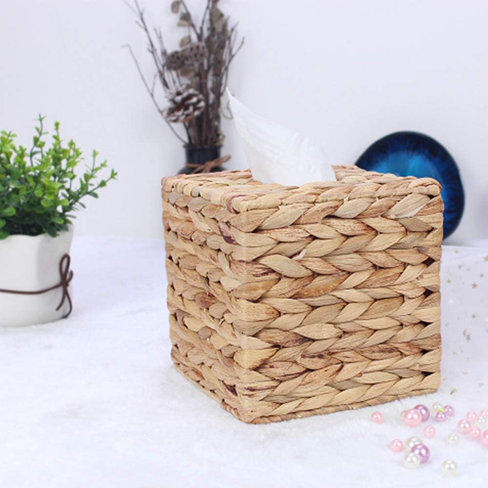 Square Tissue Box Holder Decorative Woven Tissue Box Cover Decorative Napkin Holder Automotive Decoration Tissue Cover for Bathroom Vanity Countertops, Bedroom, Desks, Tables, Office, Kitchen