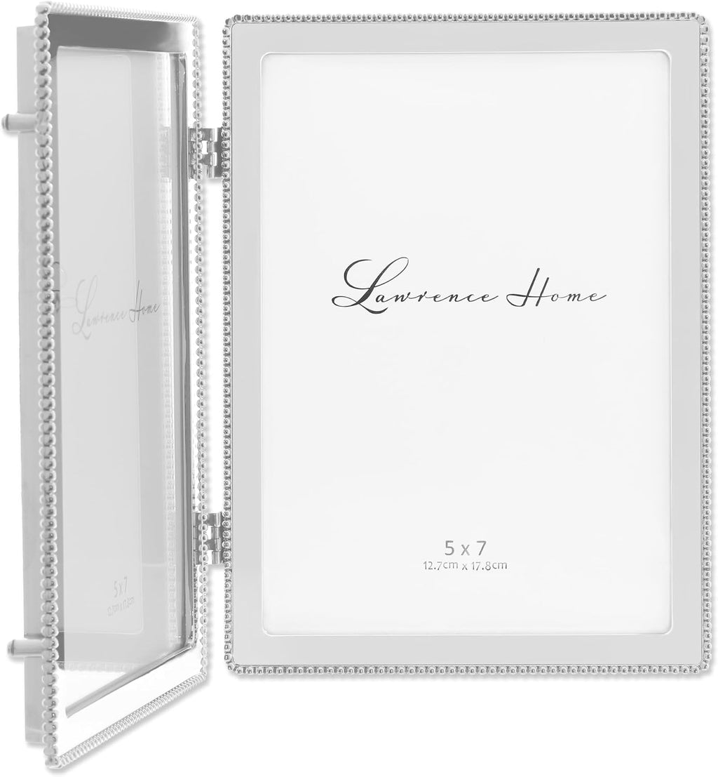 Lawrence Frames Metal Frame, Caviar Bead, Silver, 5x7 Double