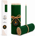 Petekoğlu 15-Pack Beeswax Wish Candles – Handcrafted, Drip-Free, Smoke-Free Slim Taper Candles for Rituals, Meditation, Birthday & Home Décor – Natural Honey Scent 7.87” x 0.24” (Green)