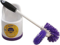 Toilet Brush and Holder Set with Under Rim Cleaner – Compact Bathroom Cleaning Brush with Stiff Bristles and Hygienic Plastic Stand – Deep Cleaning Toilet Bowl Brush System