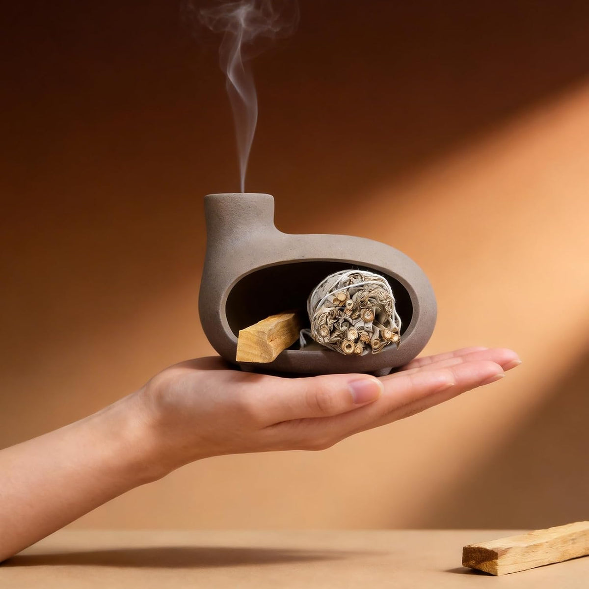MOUGIGI Mini Chiminea Smudge Stick Holder, Sage and Palo Santo Holder Bowl