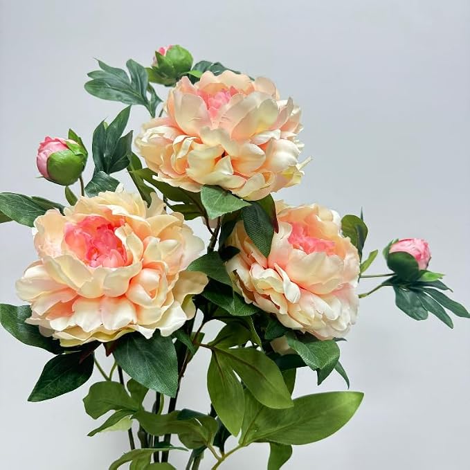 Peonies Artificial Flowers,Silk Flowers with Stems,Winter Flowers Artificial for Decoration,Long Stem Artificial Flowers for Tall Vase,Wedding Table Centerpiece Party Decor (3, Pink)