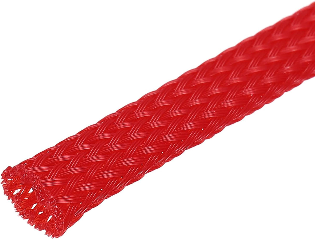 uxcell Expandable Sleeving, 1/4-inch 100ft Cable Sleeve, Red