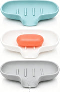 3 Pack Silicone Soap Dish for Shower, Bar Soap Holder with Drain Spout