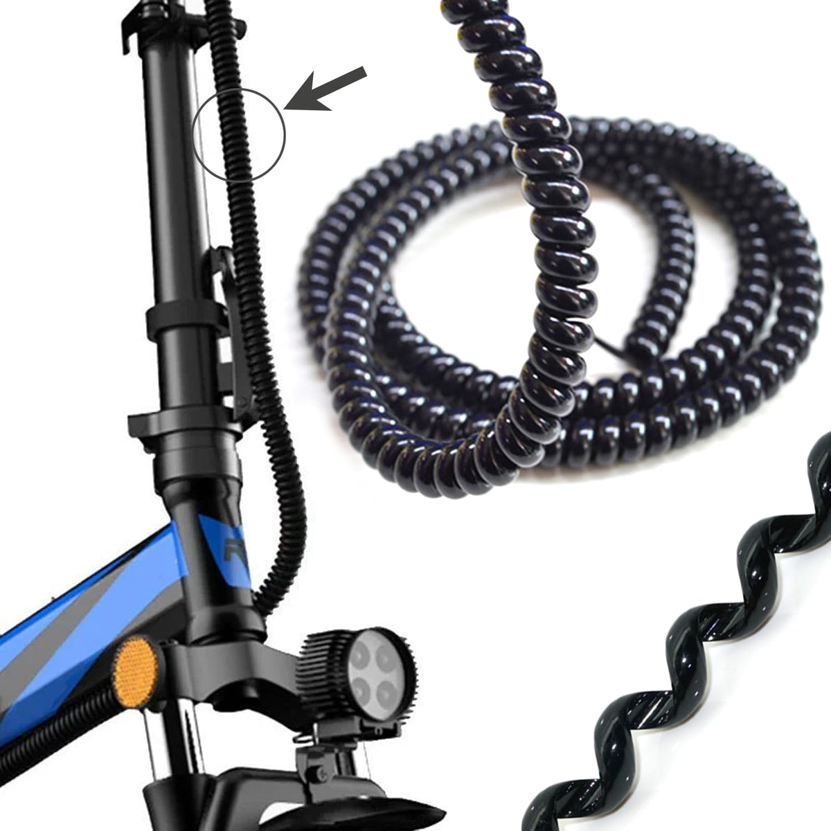 3.28ft – 1/4 inch Motorcycle TPU Wire Loom,Bicycles Flexible Cable Cover, Scooter Cord Organizer Protector Management (Black)