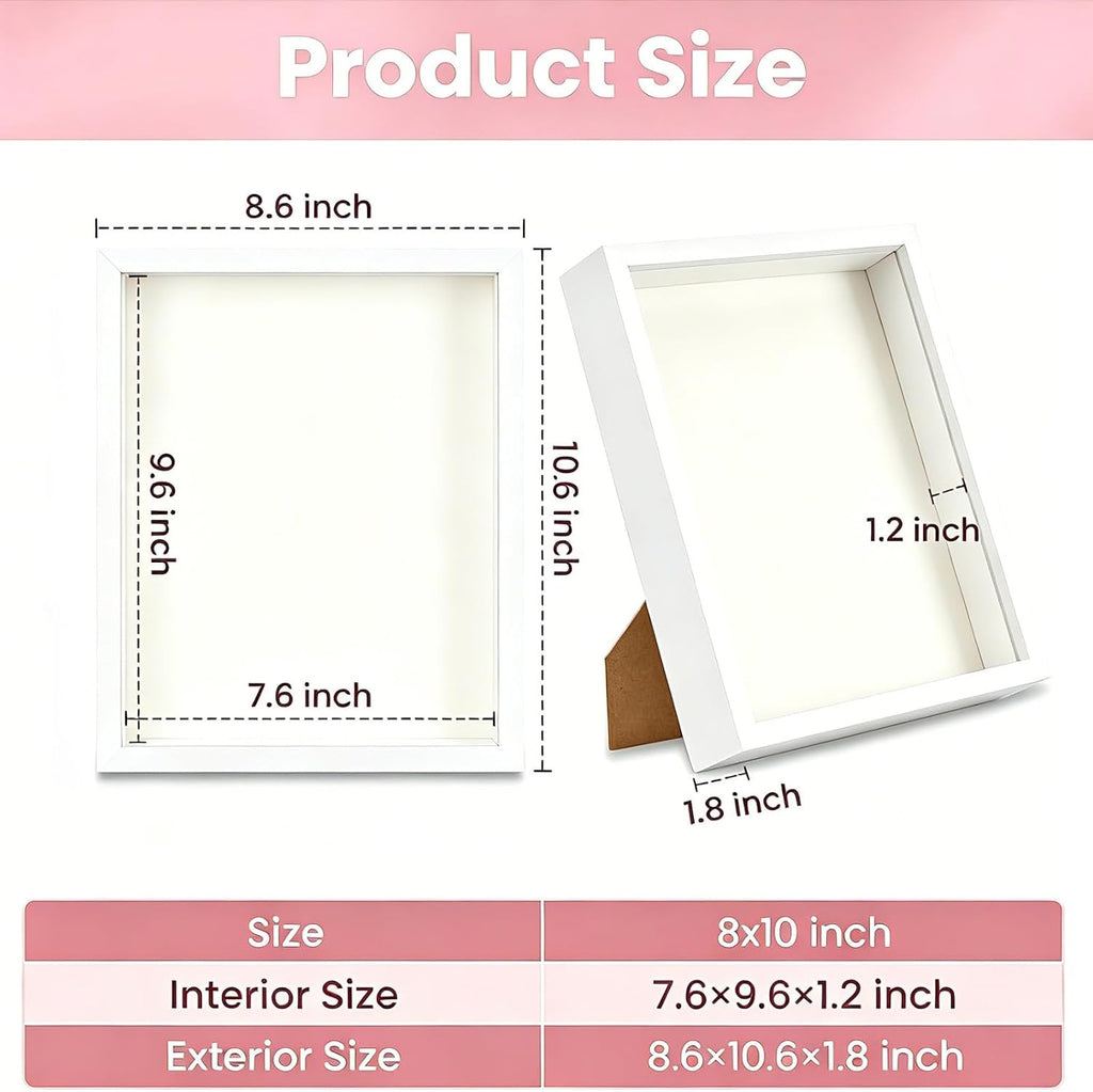 4 Pack Shadow Box Frame, 8"x10" Wood Shadow Boxes Display Cases