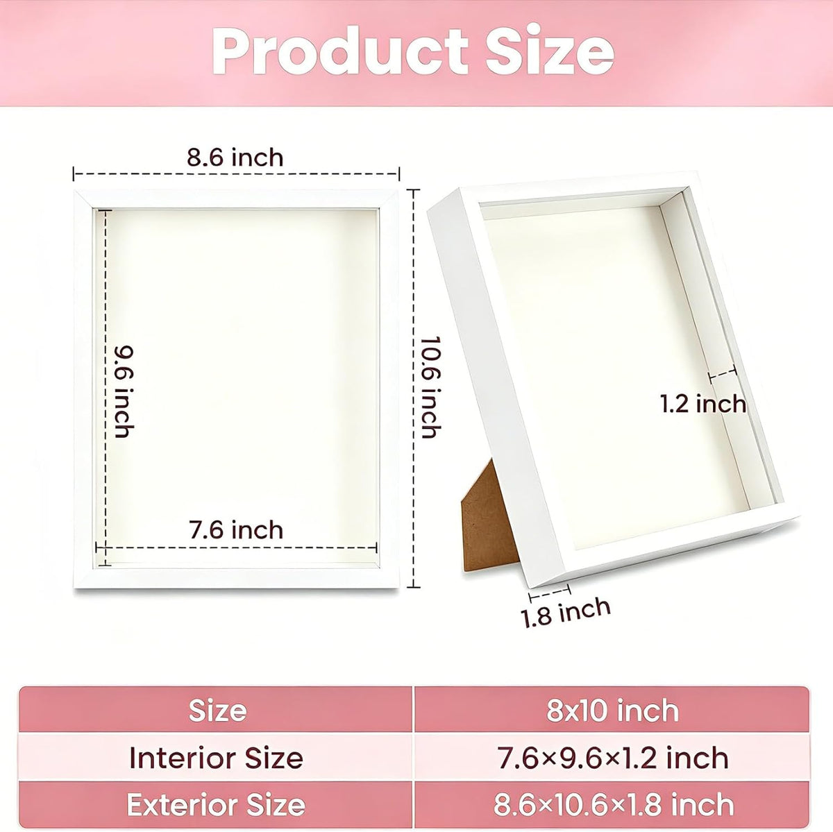4 Pack Shadow Box Frame, 8"x10" Wood Shadow Boxes Display Cases