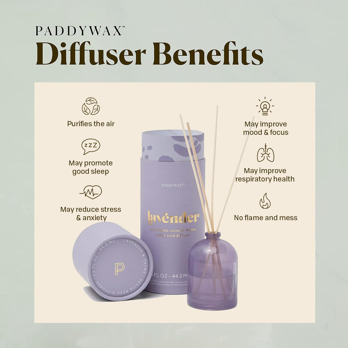 Paddywax Petite Reed Diffuser Set, Lavender, Lilac, 1.5 oz