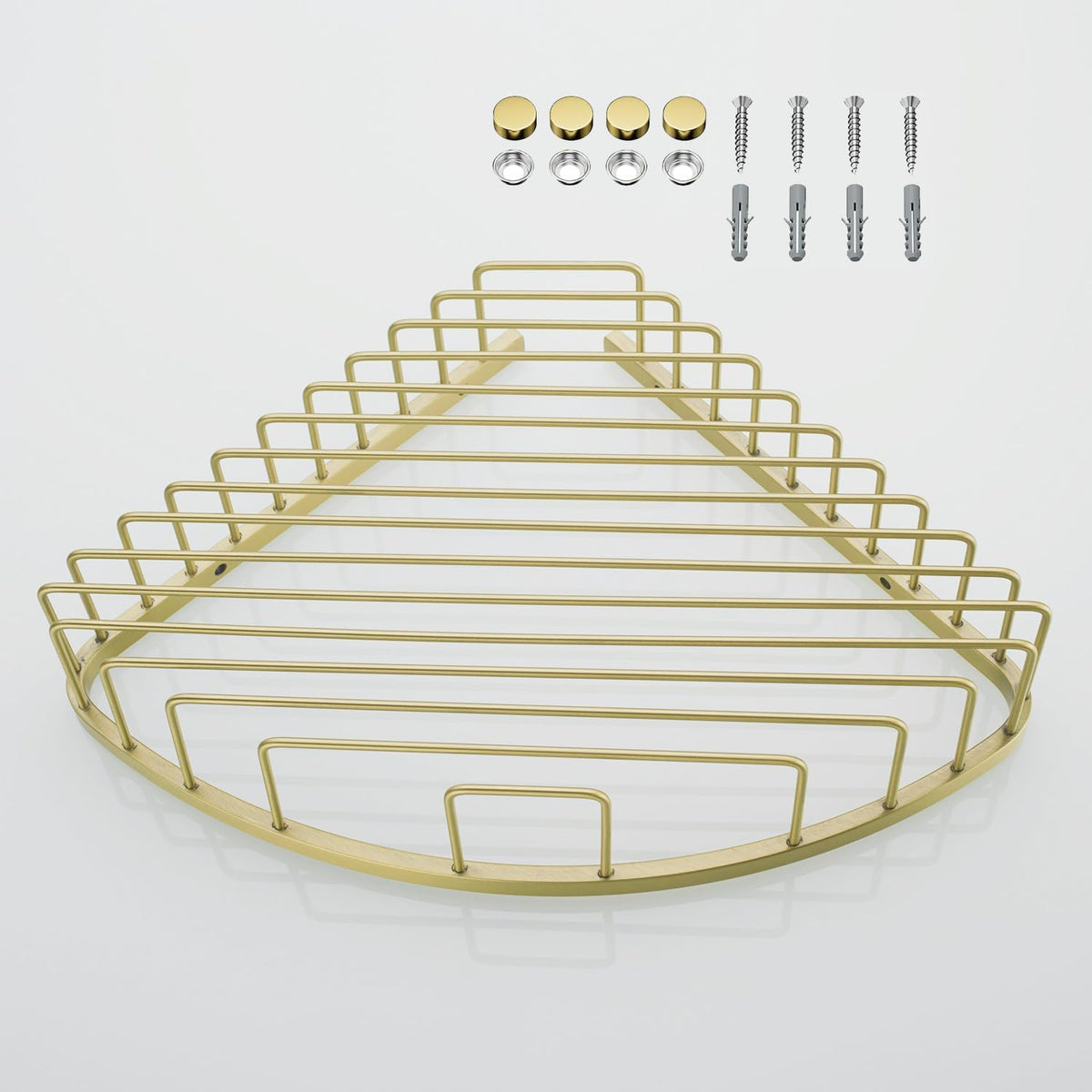 304 Stainless Steel Shower Caddy Corner Basket Shelf Bathroom Organizer Wall Mounted Storage, Brushed Gold Brass Finish Heavy Duty