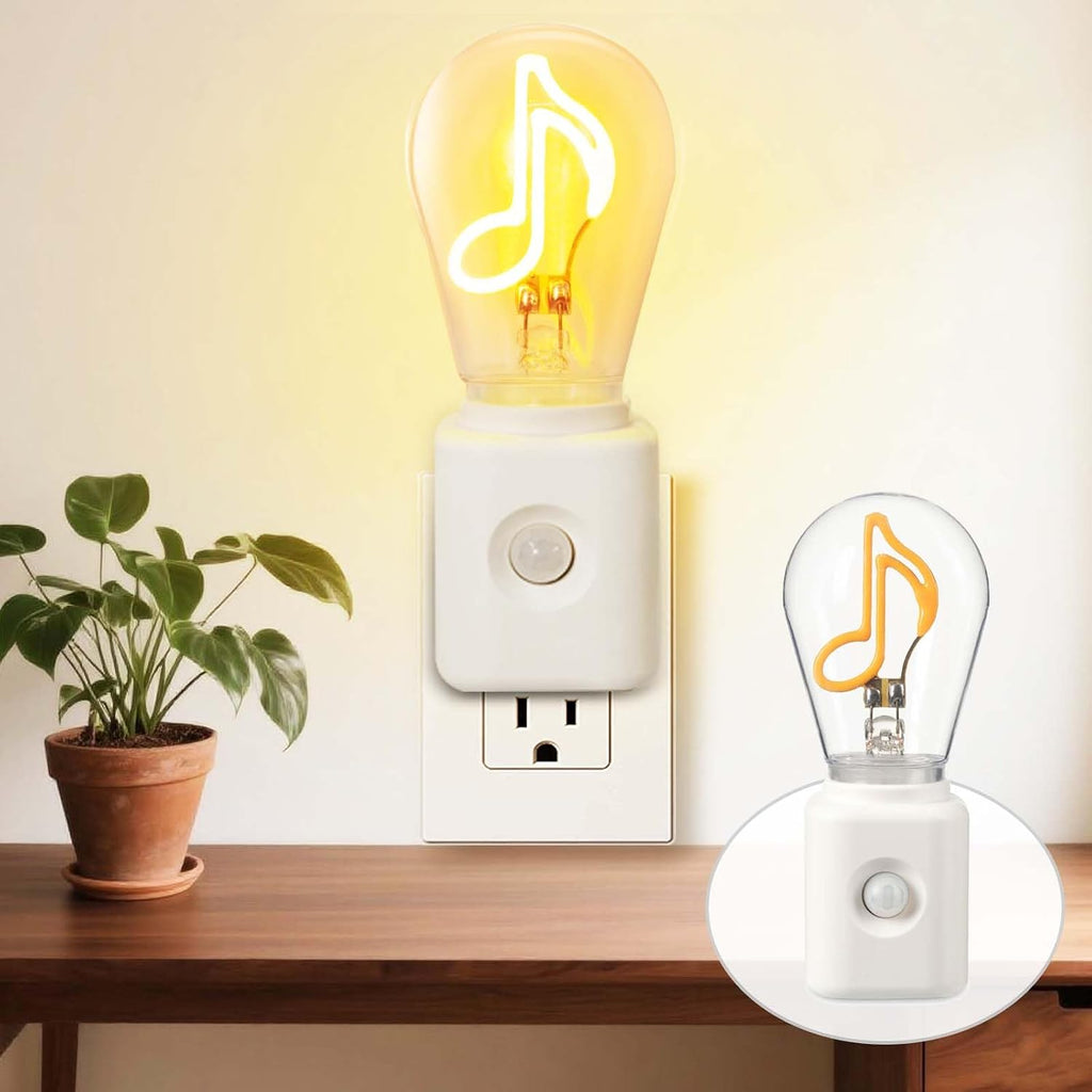 Filament LED Night Light Plug-in, 2200K Ultra Warm White, Motion & Dusk to Dawn Sensor, 10-100LM Adjustable Brightness, for Bedroom, Hallway, Stairs – 1 Pack