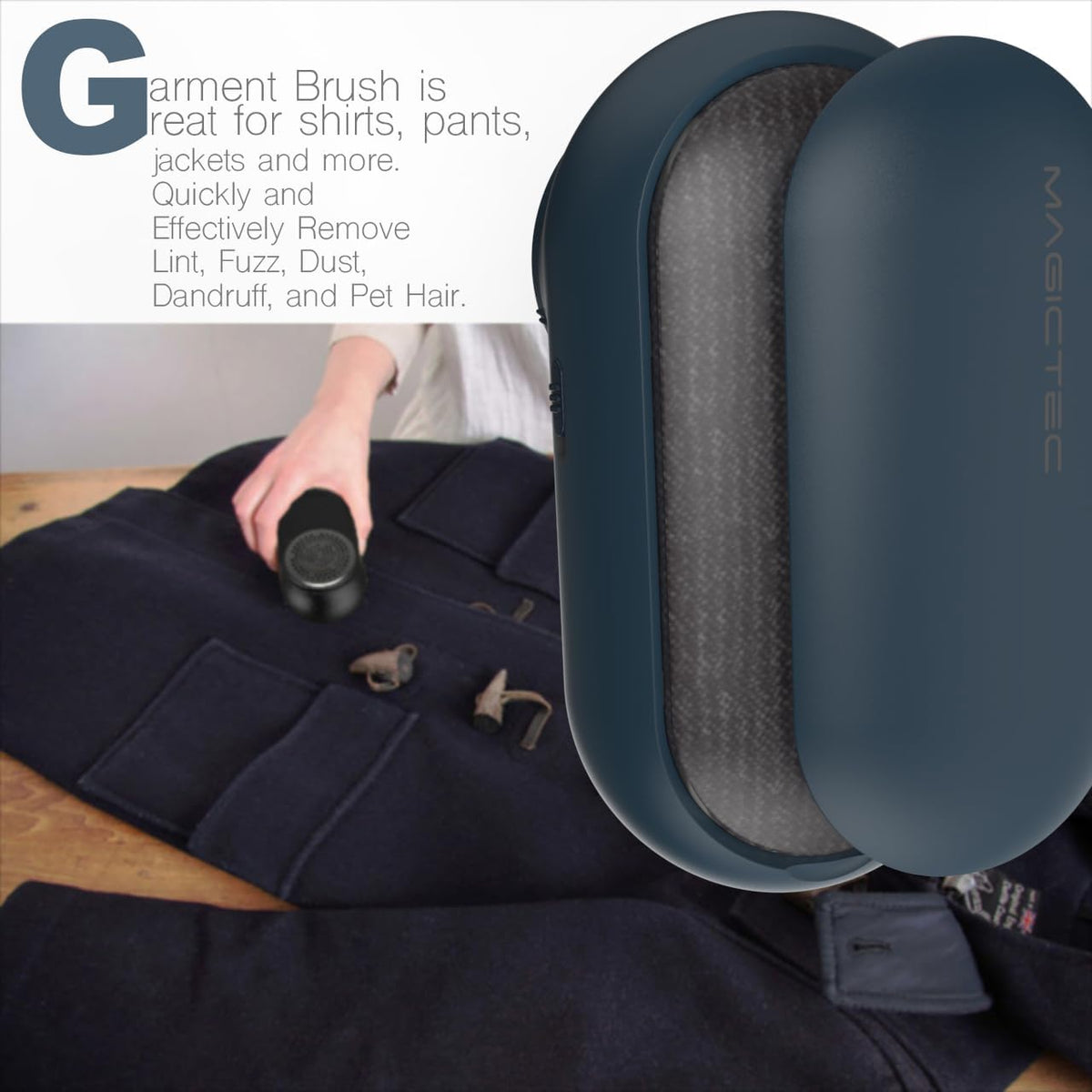 Rechargeable Fabric Shaver, Magictec Lint Remover Sweater Defuzzer Lints Fuzzs Pills Pilling Trimmer for Clothes and Furniture -Battery Operated Blue