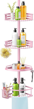 HAMITOR Corner Shower Caddy, 4 Tier Adjustable Bathroom Organizer - Pink