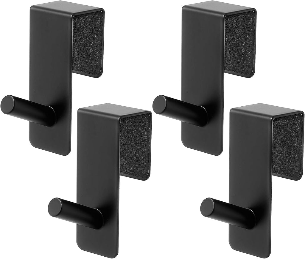 ARTOYS Over The Door Hooks (4 Pack) - Heavy Duty 20mm Wide Hangers for Thick Doors, Holds 50Lbs - EVA Foam Padded No-Scratch Hooks for Cabinets & Closets, Black