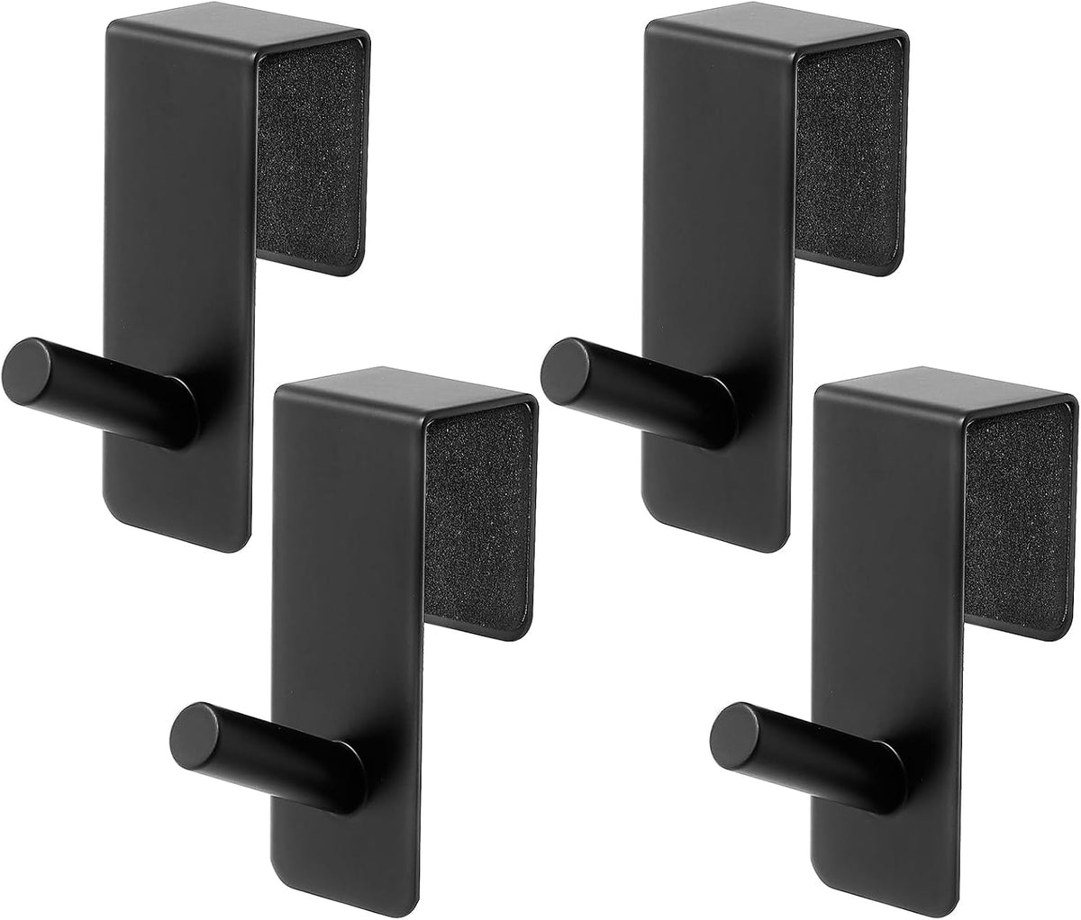 ARTOYS Over The Door Hooks (4 Pack) - Heavy Duty 20mm Wide Hangers for Thick Doors, Holds 50Lbs - EVA Foam Padded No-Scratch Hooks for Cabinets & Closets, Black