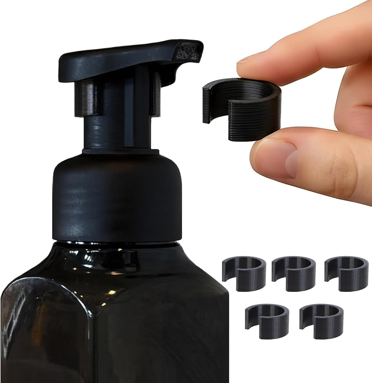 SudSaver Flow Limiter Clips - Compatible with Bath & Body Works Foaming Soap Dispensers - Use 40% Less Hand Soap - Made in The USA - (5-Pack) (Smoke)