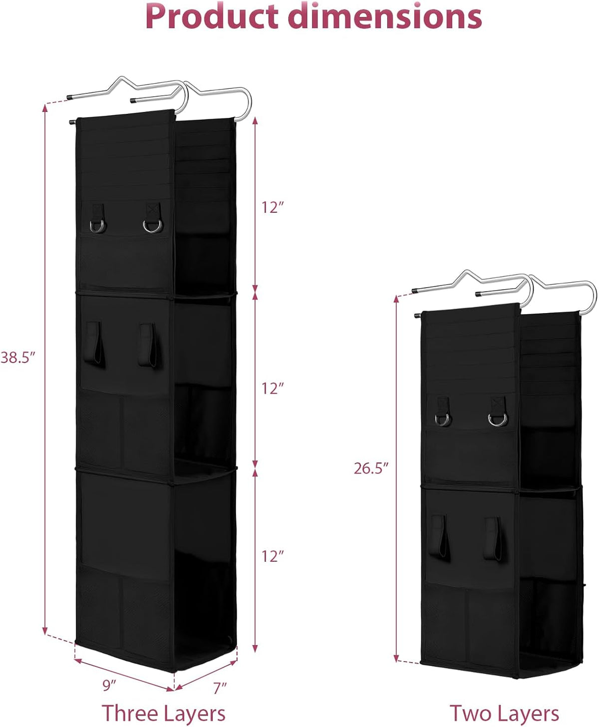 LOVEGRASS 3 Shelf Locker Organizer, Locker Shelf with Side Pockets, Black