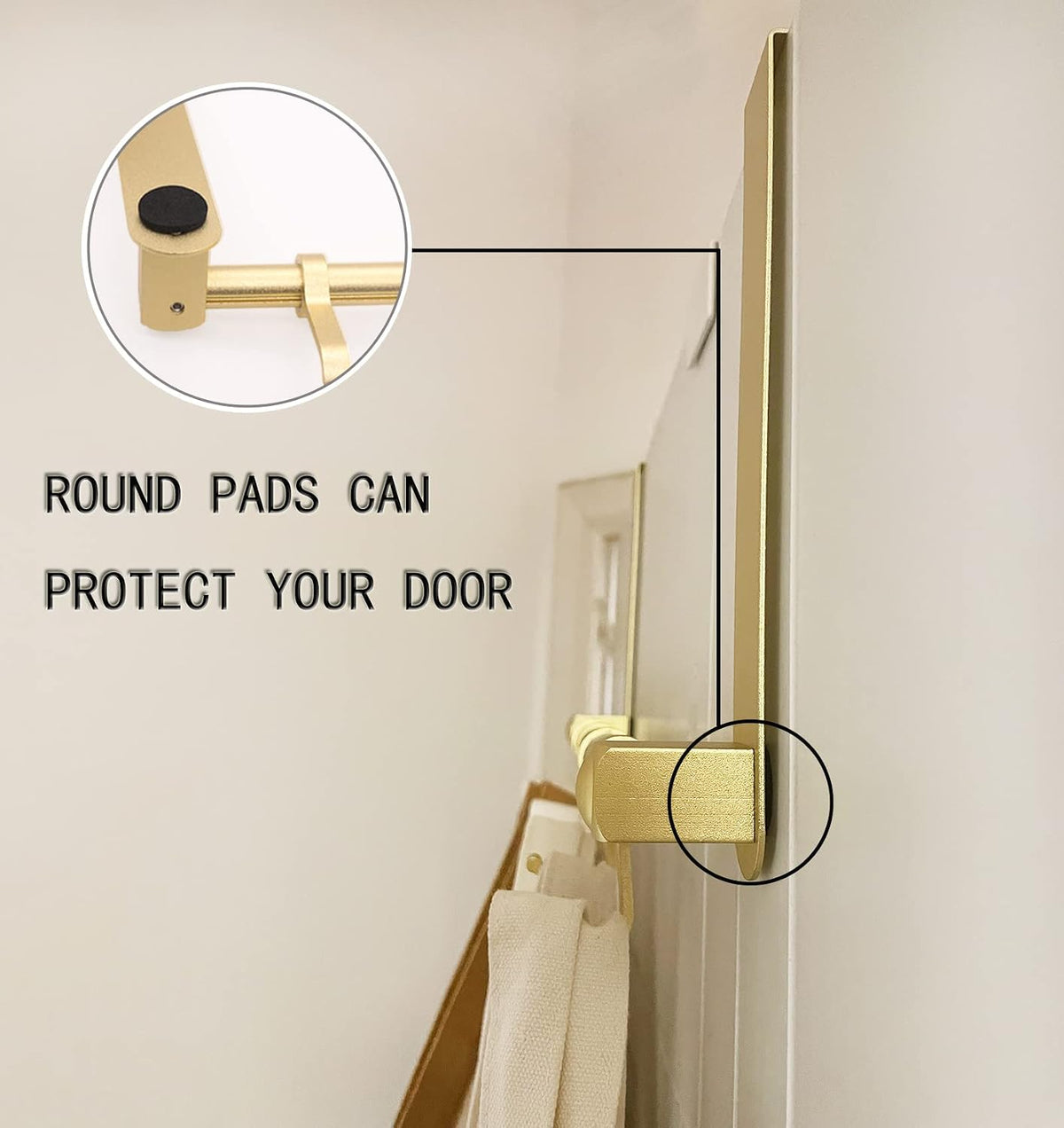 Over The Door Hooks Door Hanger, Moving 6-Hooks Over Door Coat Rack for Hanging, Aluminum Heavy Duty Door Organizer for Towel Robe Hat Bag, Behind Back of Door Bathroom (Gold)